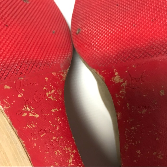 Christian Louboutin Women Wedge Suede Heels 7.5 - Picture 8 of 8